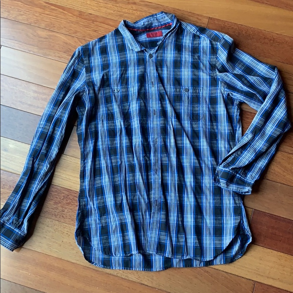 Alfani slim fit plaid button down shirt